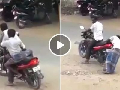 Funny Viral Video | जेव्हा अस्सल दारुडा बाईकवर बसतो, मग काय फक्त हसावं असंच घडतं, व्हिडिओ व्हायरल