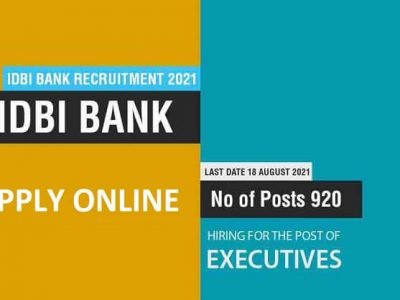 Sarkari Naukri | IDBI बँकेत 920 पदांची भरती | पगार ३४ हजार | ऑनलाईन अर्ज करा