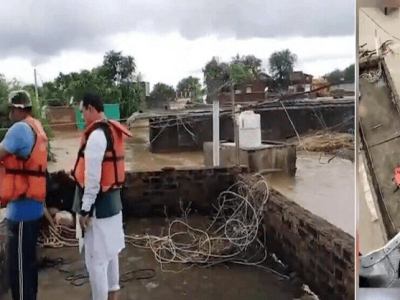 मध्य प्रदेश पूरपरिस्थिती | भाजप मंत्र्यांचे सदरा लेहंगा घालून बचावकार्याचे स्टंट | नंतर त्यांनाच वाचवण्याची वेळ