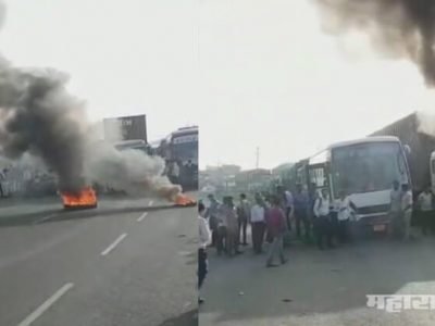 Bharat band reaction at Bhuruch in Gujarat on highways