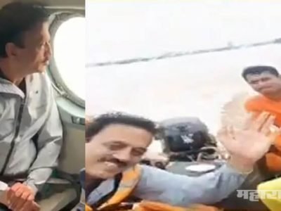 कोल्हापूर: फिल्मी दौरे! मंत्री गिरीश महाजन हवेतून जमिनीवर आले; तिथेही सेल्फी-हसत मजा