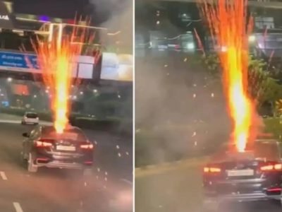 Viral Video | इंस्टाग्रामवर फॉलोअर्स वाढवण्यासाठी चालत्या कारच्या डिक्कीत फोडले फटाके, मग दिवाळी पोलिस स्थानकात