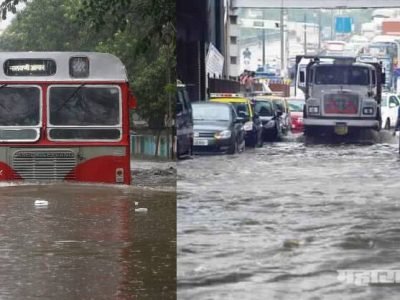 पावसामुळे मुंबई आणि आसपासच्या शहरातील वाहतूक जवळपास ठप्प होण्याच्या दिशेने