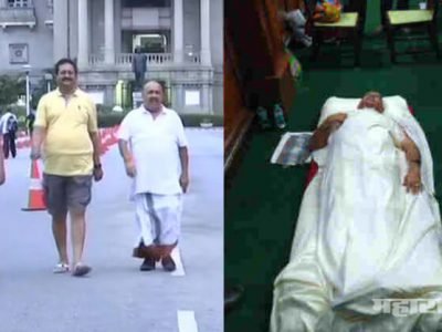 कर्नाटक: सत्तेसाठी चड्य्या, चादरी व उशा घेऊन भाजपा आमदारांचा विधानसभेतच मुक्काम