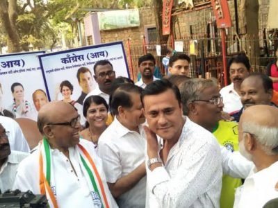 दक्षिण मध्य मुंबई काँग्रेसच्या प्रचारात मनसेचे पदाधिकाऱ्यांची हेजेरी