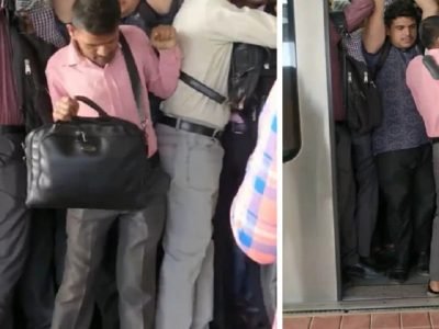 Viral Video | मुंबई नगरीतील प्रवास, हुश्श!!! मेट्रोतील गर्दीत किमान उभं राहण्यासाठी प्रवाशाने अशी ऍडजस्ट केली जागा